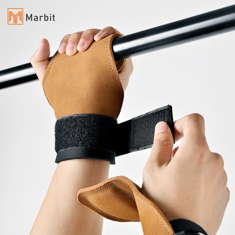 [Mar-T] Găng tay da PU hai lớp Dây đeo cổ tay để nâng tạ Tay cầm nam nữ GYM Deadlift Training Bench Press Pull-up Găng tay