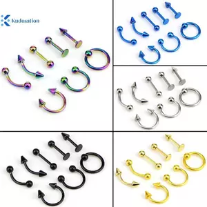Kudosation Hỗn Hợp 8 Chiếc 16G Thép Không Gỉ Xoắn Xỏ Trang Sức Tai Lông Mày Mũi Môi Nhẫn Đẹp