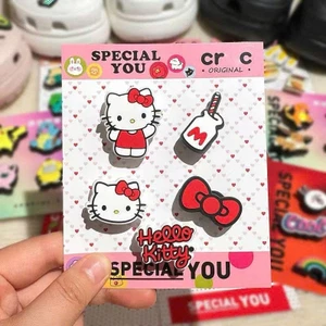 Set Charm Hello Kitty Kem Dâu Cao Cấp Loại 1 🎀 Mix Kitty Đỏ Và Nơ Đỏ Siêu Cute Gắn Dép Phong Cách Hàn Quốc ✨