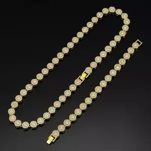 PNPIA- Mới Sáng Bóng Tròn Kim Cương Giả Hip Hop Tennis Dây Chuyền Vòng Tay Nelace Bộ Nữ Trang Sức Quà Tặng