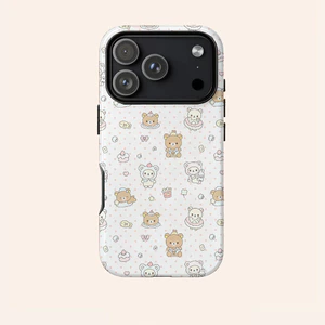 Màu nhạt đơn giản Rilakkuma Thích hợp cho iPhone 17ProMax 16Pro 15 11 12 13 14 xs XR 17Air Vỏ bảo vệ hai lớp chống sốc KUQ7