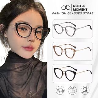 Gọng kính mắt mèo nữ GENTLE MOMENT gọng kim loại cao cấp chống ánh sáng xanh chống tia UV thời trang GMK689