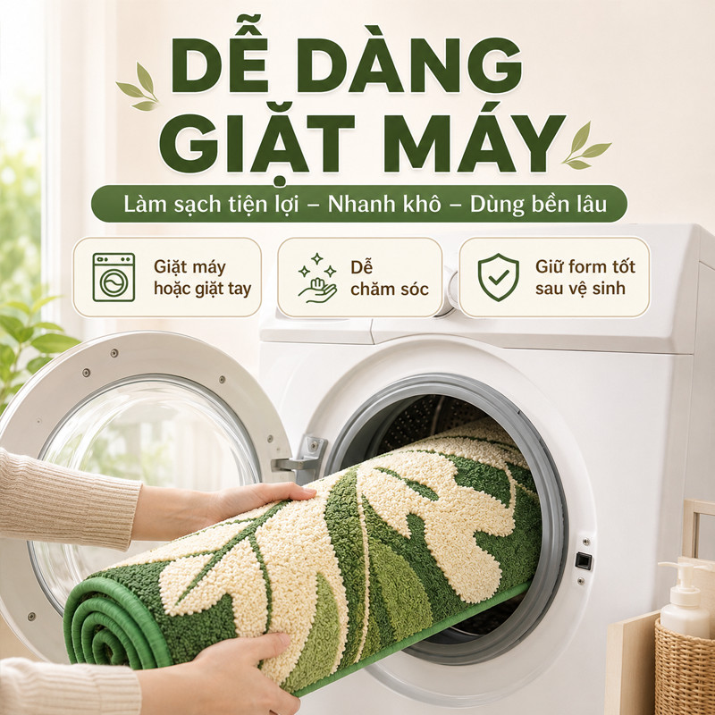 Thảm Lau Chân Len Lông Dày, Đế Cao Su Chống Trượt, Thấm Nước Tốt – Dùng Làm Thảm Nhà Tắm, Thảm Cửa, Thảm Chân Giường