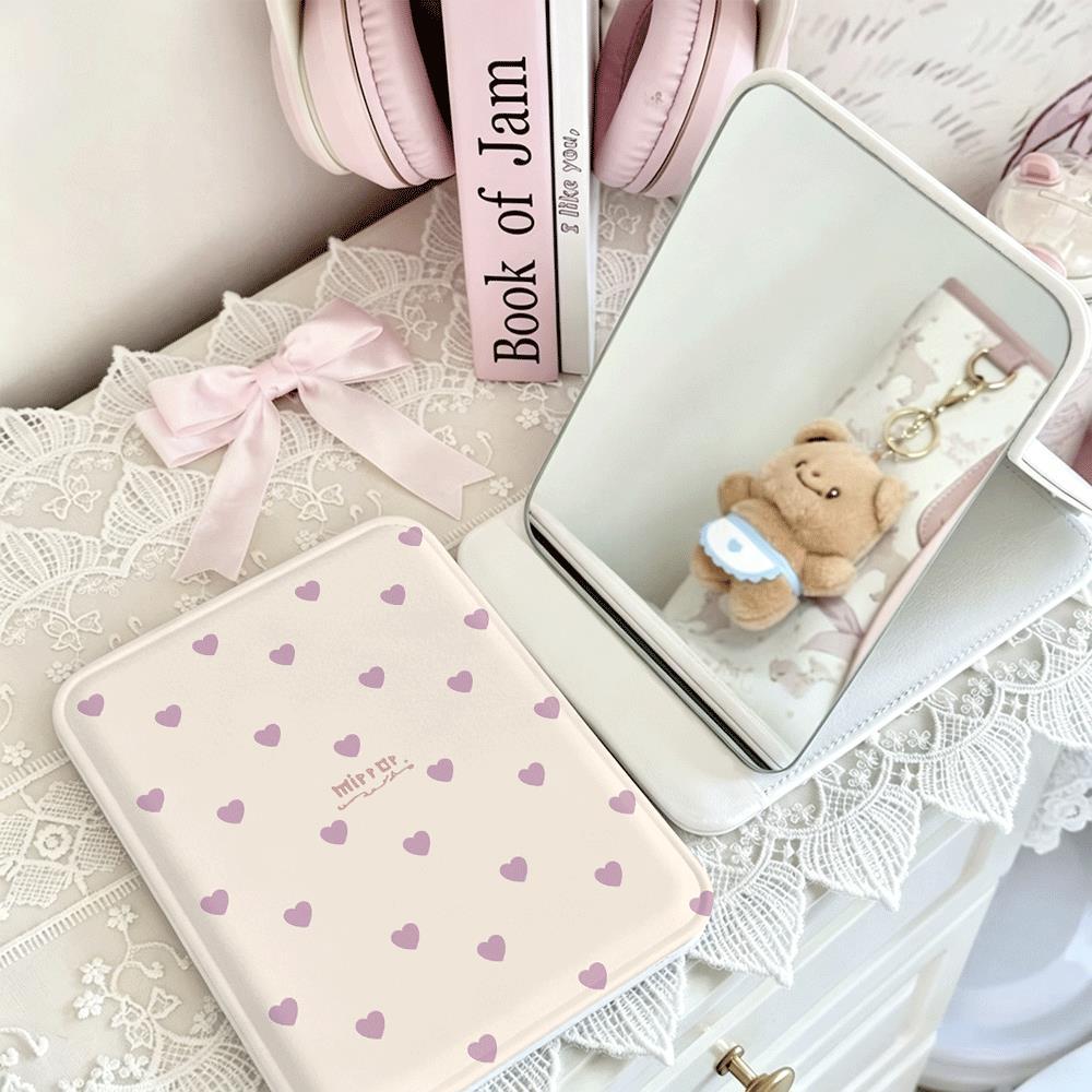Điểm nhấn trái tim tím Tiện lợi cho làm đẹp & du lịch Gương gấp đa năng, gọn nhẹ