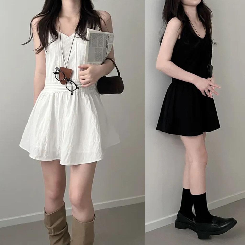SUXI Váy treo nữ cổ chữ V ngọt ngào mới của Hàn Quốc mùa hè 260519