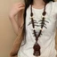 Phong Cách Dân Tộc Vỏ Dừa Giọt Nước Mặt Dây Chuyền Vòng Cổ Nữ Retro Vỏ Đính Hạt Áo Len Dây Xích Niche Độc Đáo Phù Hợp Với Clavi