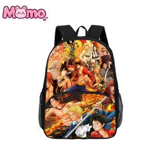 Ba lô in họa tiết anime ONE PIECE có túi vá cho học sinh tiểu học và trung học