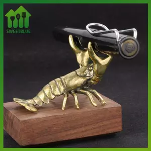 SWEET Đồng Thau Chắc Chắn Crayfish Trang Trí Vintage Động Vật Bút Để Bàn Trang Trí Thủ Công Bộ Sưu Tập Tôm Hùm Các Bức Tượng Trà Thú Cưng n