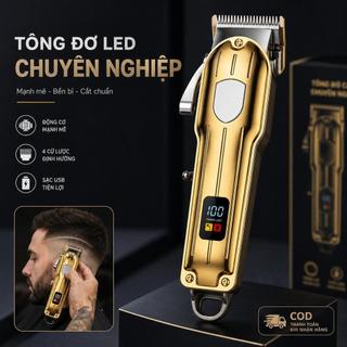 Tông Đơ Cắt Tóc LED Không Dây Sạc Pin Động Cơ Mạnh Tỉa Râu Hot 2026