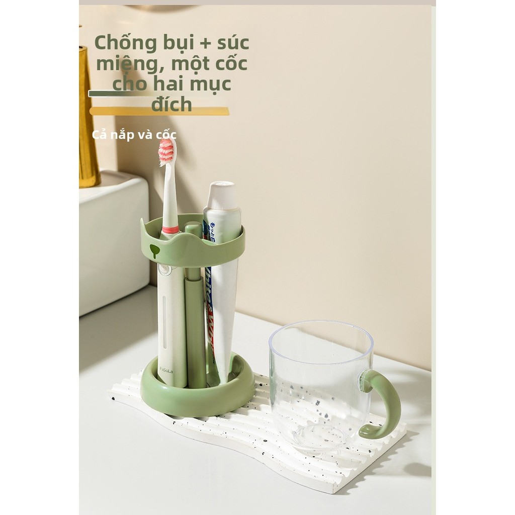 Giá đỡ bàn chải đánh răng điện có thể điều chỉnh + Cốc nước súc miệng- Phong cách đơn giản, tiết kiệm không gian