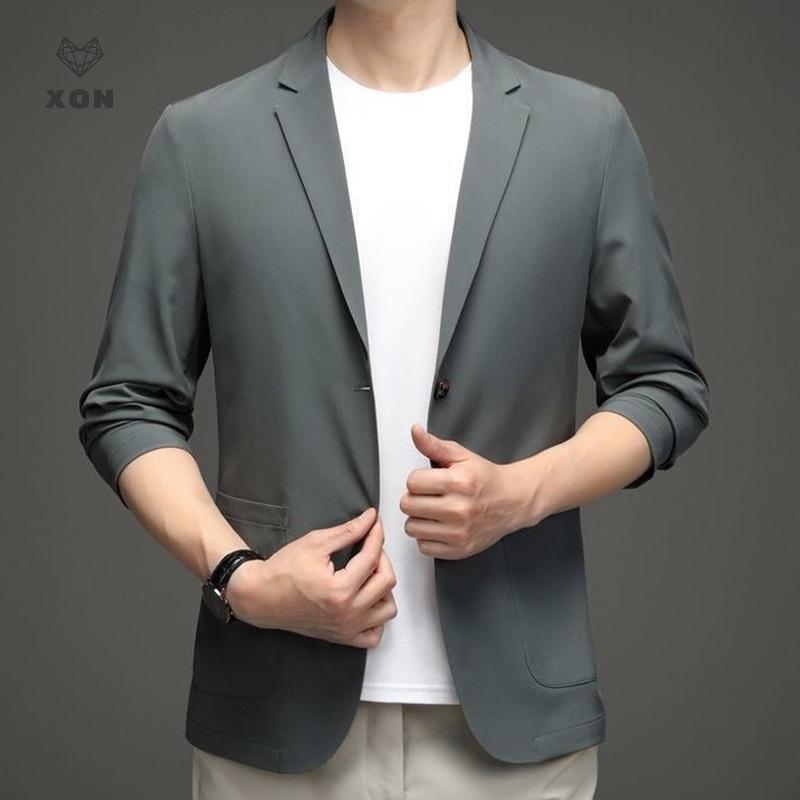Áo khoác blazer nam màu đen, phong cách đơn giản và đa năng, phù hợp cho doanh nhân mùa thu