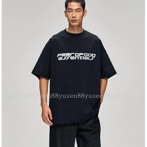 Chất Lượng Cao FW25 ESSENTIALS Hai Dòng Mỹ Rời In Chữ Cotton Nguyên Chất Áo Thun Ngắn Tay Nam Nữ Cặp Đôi Phong Cách