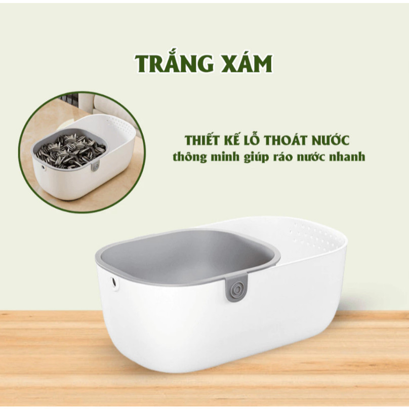 Khay Đựng Đồ Ăn Vặt 2 Lớp Có Lỗ Thoát Nước DINO,  Rổ Đựng Trái Cây, Hướng Dương Nhỏ Gọn