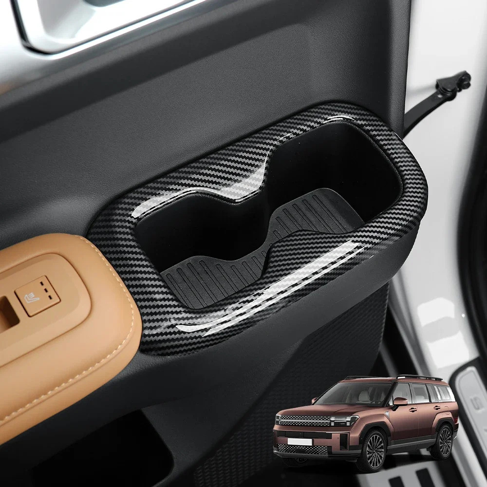 Dành Cho Xe Hyundai Santa Fe MX5 2024 2025 Sợi Carbon Gỗ Hạt Phong Cách Xe Bên Trong Hàng Thứ Hai Cốc Nước Giá Đỡ Bao LHD