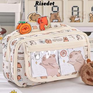 RISEDOT Capybara Pencil, Hộp bút chì mèo đen hoạt hình, Túi văn phòng phẩm dung tích lớn dễ thương Túi đựng bút học sinh