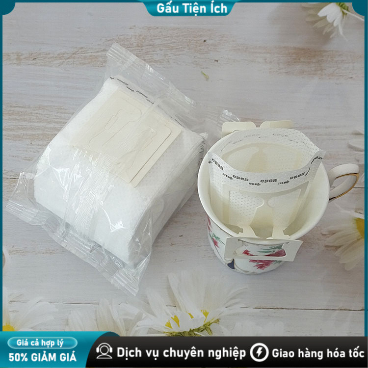Phin cà phê mini di động, thưởng thức cà phê trên hành trình, Phin giấy pha cà phê, Set 50c, túi lọc cà phê, tiện dụng