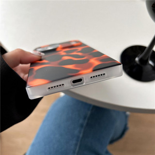 Ốp điện thoại hình vuông màu cam màu đen sang trọng cho iPhone 17 16 15 13 14 Pro Max