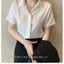 Áo sơ mi ngắn tay chống sắt chống nhăn chống nhăn màu trắng dành cho nữ sinh viên đại học Quần áo làm việc Áo sơ mi đáy mỏng