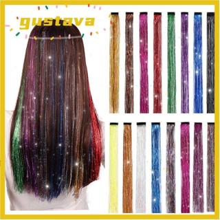 GUSTAVA Kẹp Trong Phần Mở Rộng Tóc, Điểm Nổi Bật Kẹp Lấp Lánh Nhiều Màu Sắc Tóc Tinsel, Thời Trang Tổng Hợp Dài Thẳng Cổ Tích Tóc Giả Tóc Giả Nữ
