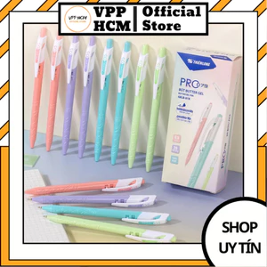 Combo 10 Bút Butter Gel Thiên Long Gelb-018 Ngòi 0.5mm – Bút Bấm Mực Xanh Viết Siêu Êm Mượt Như Bơ