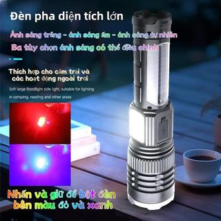 COD Đèn pin năng lượng mặt trời bốn nguồn sáng Đèn pin lớn Laser trắng Đèn pha siêu sáng Đèn làm việc di động ngoài trời