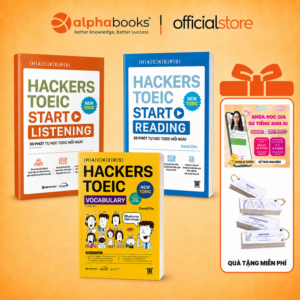Sách - Lẻ/Combo Hackers TOEIC : VOCABULARY + READING + LISTENING - Kèm lời giải (Gamma books)