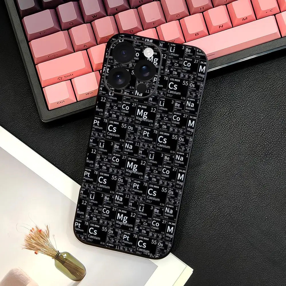 TP-2 Hóa Học Bảng Tuần Hoàn Ốp Lưng Điện Thoại IPhone 17 16 15 14 13 12 11 Pro Max Plus Mini Đen Mờ Vỏ Mềm Funda