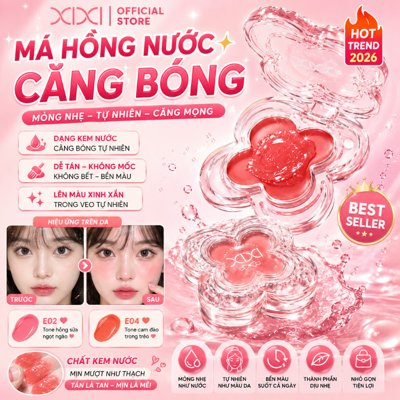 XIXI D872 Phấn Má Hồng Mịn Nhẹ, Lên Màu Tự Nhiên, Bám Lâu Không Bụi Phấn, Blush Trang Điểm