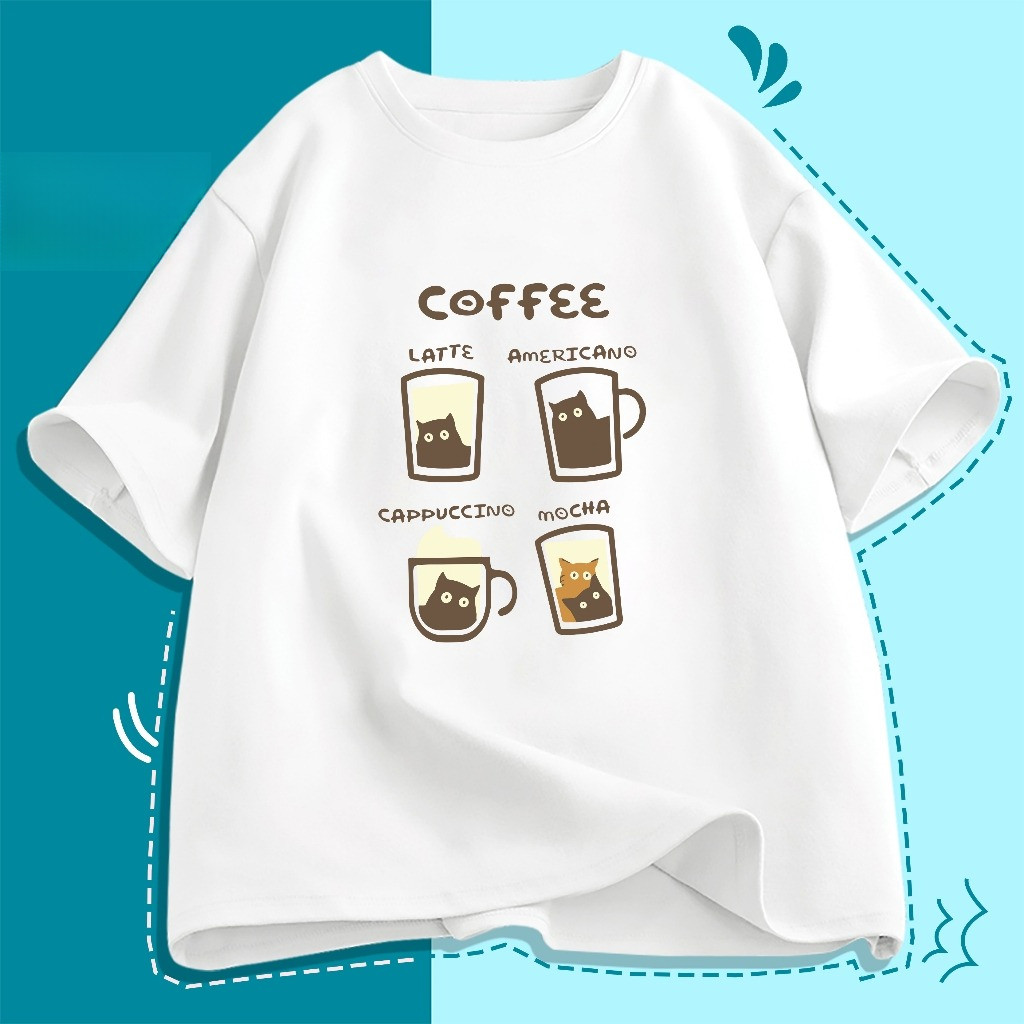 （Giao hàng 24h）Angela Áo Thun Nam Nữ Unisex Mã TN Coffee In Hình Chất Cotton Form Rộng Phong Cách Ulzzang J Joli Trendy