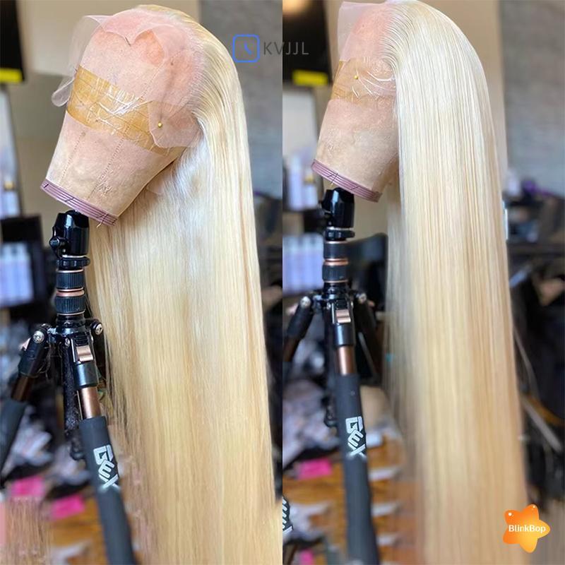 [KvJJL-t] Phụ nữ Tóc giả thẳng dài 26 Inch chịu nhiệt Ánh sáng tóc vàng Flattering Mọi khuôn mặt Tổng hợp cho Prom hoặc Chụp ảnh mới