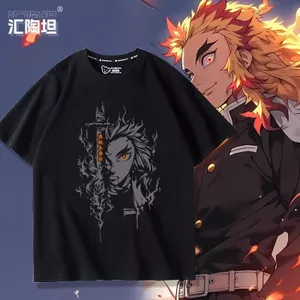 Demon Slayer Anime Yanzhu Luyện Ngục Kyojuro Hàng Hóa Áo Thun Nữ Tay Ngắn Nam Nữ Mùa Hè Nguyên Chất Cotton Đau Quần Áo Top