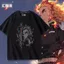 Demon Slayer Anime Yanzhu Luyện Ngục Kyojuro Hàng Hóa Áo Thun Nữ Tay Ngắn Nam Nữ Mùa Hè Nguyên Chất Cotton Đau Quần Áo Top