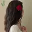 Retro Đỏ Hồng Hoa Hồng Sang Trọng Thời Trang Kẹp Tóc Bên Kẹp Tóc Phụ Kiện Tóc