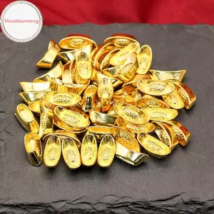 Houdou 10 thỏi Vàng Trung Quốc Yuan Bảo Giàu Có Tượng Vàng Thỏi Trang Trí Trang Trí Năm Mới Thanh Dụ Tiền Thịnh Vượng VN