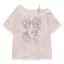 Preppy Phong Cách Off-the-Shoulder Nơ In Hình Áo Thun Ngắn Tay Nữ Giảm Tuổi Tất Cả Trận Đấu Thiết Kế Rời F