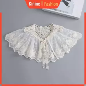 KIN Sun để bảo vệ cổ giả có thể tháo rời dành cho nữ Khăn choàng ren xếp li thanh lịch