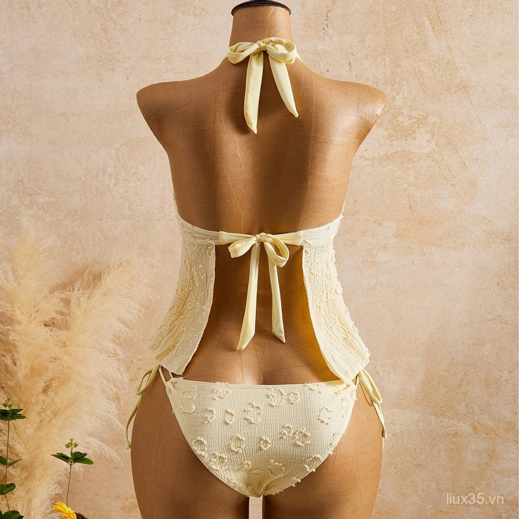 LXY 2026 Bán Chạy Ren Đồ Bơi Dây Cổ Ren Xù Thịt Bao Chia Bikini Nóng Mùa Xuân Đồ Bơi