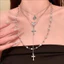 4 Cái / bộ - Hợp Thời Trang Cross Pearl Vintage Nhiều Lớp Hạt Vòng Cổ Dành Cho Nữ Quyến Rũ Cá Tính Cổ Phụ Kiện Trang Sức