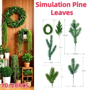 Mới 10 Cái / 20 Chiếc Cây Nhân Tạo Kim Thông Cho Gia Đình Tiệc Cưới Cây Giáng Sinh Trang Trí Phong Cảnh Ngoài Trời DIY Vòng Hoa Sắp Xếp Hoa Cây Xanh Trang Trí