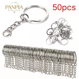 PNPIA- 50 Chiếc DIY Đánh Bóng Bạc Chìa Khóa Móc Chìa Khóa Chia Vòng Trang Sức Ngắn Phát Hiện