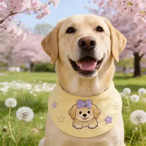 Mùa Xuân Mùa Hè Phong Cách Mới Hoạt Hình Yếm Samoyed Vàng Retriever Chó Mùa Xuân 2026 Thú Cưng Chó Tròn Túi Nước Bọt Khăn Trang Trí