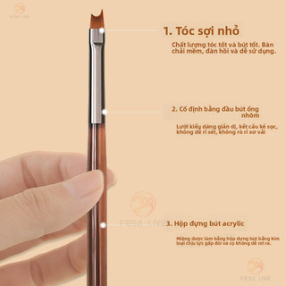 Bàn Chải Làm Móng Tay Phong Cách Nhật Bản Màu Nâu Hai Đầu Bút Vẽ Ống Nhôm Quét Acrylic Que Dài Keo-