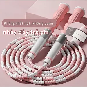 Dây nhảy trẻ em hạt mềm chống rối, tay cầm silicone êm, dài 2.8m có thể điều chỉnh