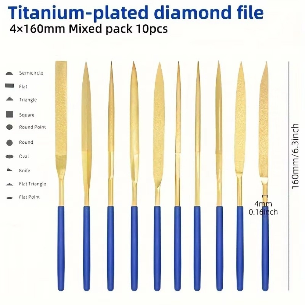 SAIA 1 Bộ Tập Tin, Tập Tin Công Nghiệp Cao Cấp Mạ Titan, Dụng Cụ Cầm Tay Mạnh Mẽ Chống Mài Mòn Chất Lượng Cao