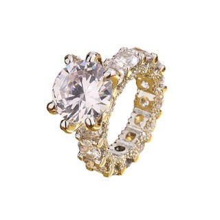 Nhẫn sáu móng tay zircon mạ bạch kim, phong cách thời trang dành cho nữ