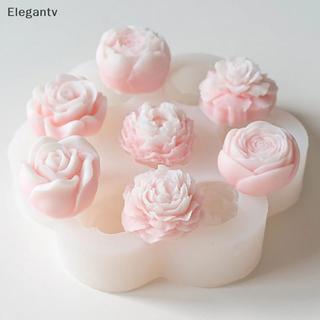 EGN 7 Trong 1 Hoa Khuôn Silicon 3D Hoa Hồng Mẫu Đơn Bánh Sô Cô La Khuôn Nướng Bánh Handmade Nến Xà Phòng Thạch Cao Nhựa Thủ Công Dụng Cụ Làm N