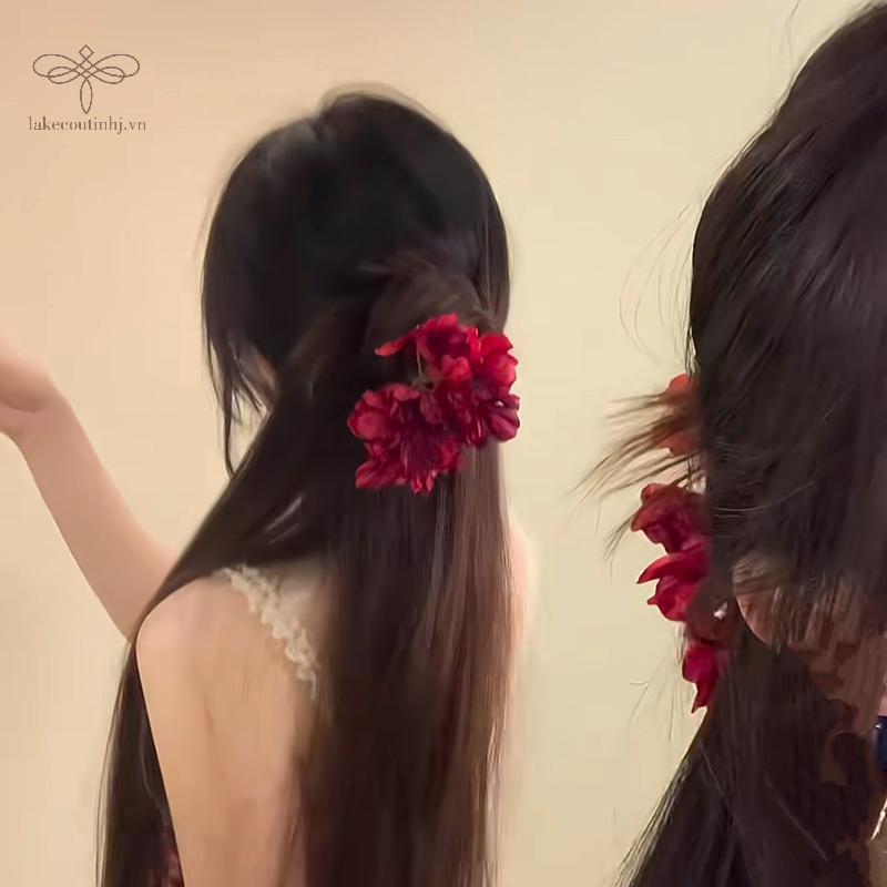 Lu Đỏ Lily Of The Valley Lily sels Kẹp Tóc Cánh Hoa Mỏ Vịt Hairgrip Mô Phỏng Hoa Bé Gái Nữ Mũ Đội Đầu Phụ Kiện tinhj