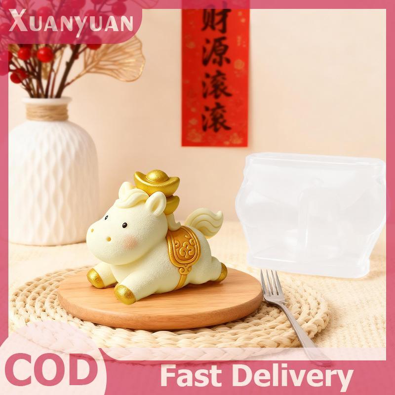 XUAN Silicone Ngựa Mousse Khuôn Ngựa Năm Trung Quốc Cung Hoàng Đạo Sữa Thạch Bánh Món Tráng Miệng Khuôn Nướng Bánh Thực Phẩm Chịu Nhiệt VN