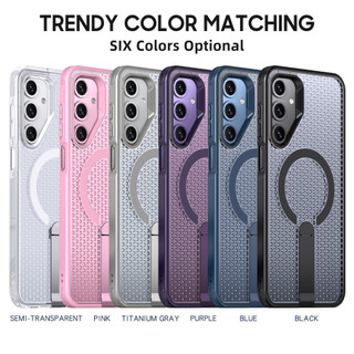 Ốp Điện Thoại Chân Đế Kim Loại Thẳng Đứng Cho Samsung Galaxy A56 A55 A36 A35 A26 A25 A16 A17 A15 A14 A06 A07 A05 A05S F17 F56 M56 4G 5G Vỏ Từ Tính