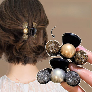 (Vận chuyển tại địa phương) Đuôi ngựa cao zircon ngọc trai lấp lánh, tạo vẻ đẹp mềm mại và nhẹ nhàng cho mái tóc - Phụ kiện thời trang